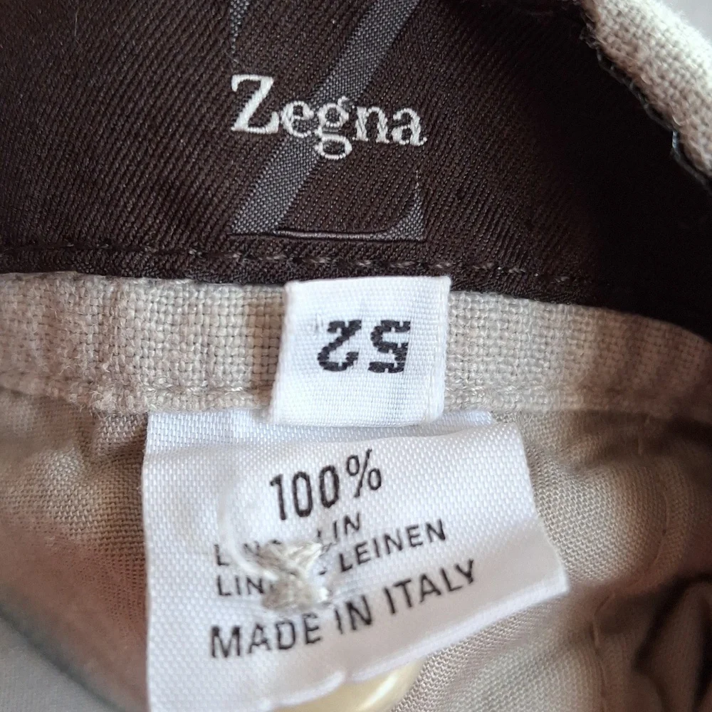 Zegna men's stone color linen pants made in Italy E.U.C